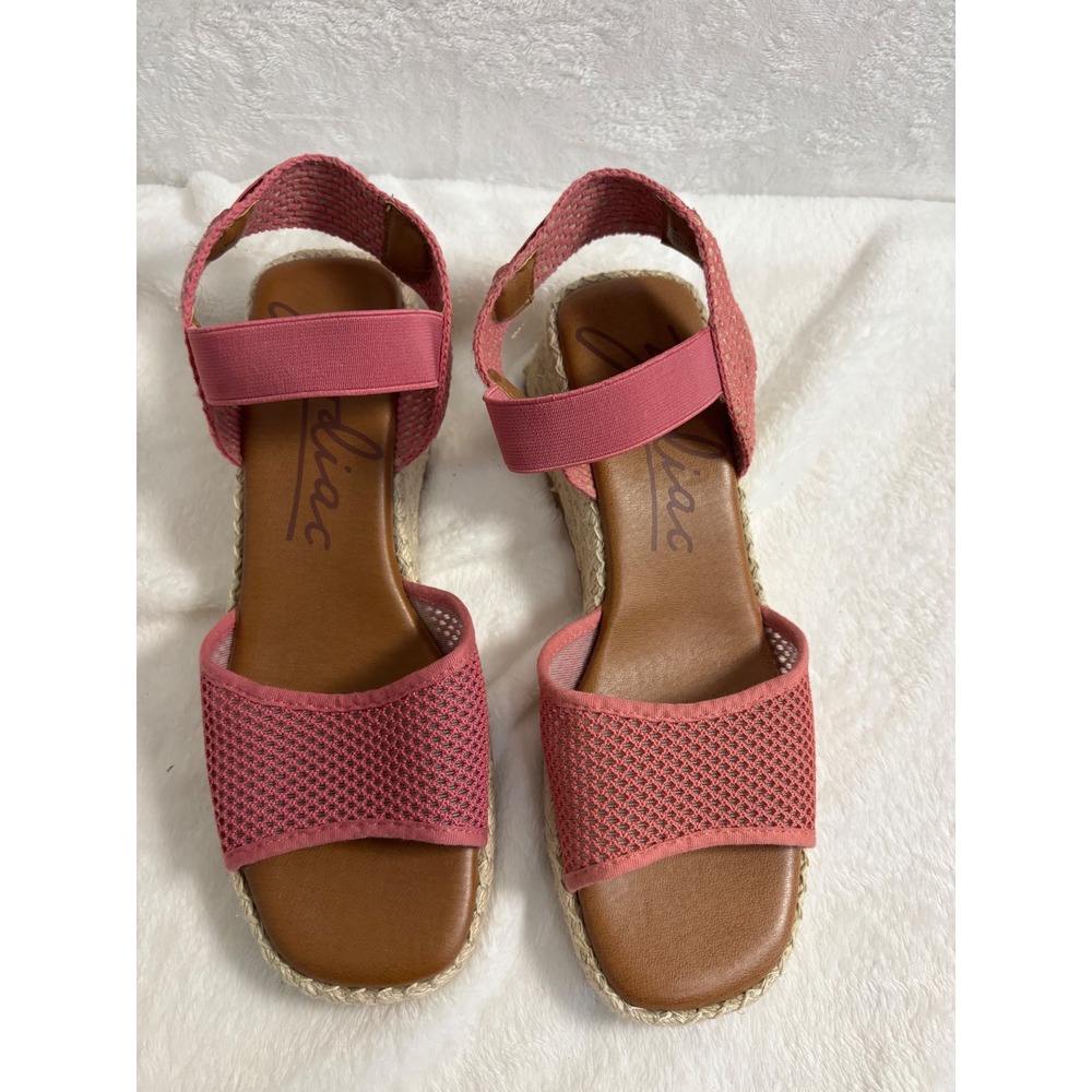 Zodiac Noreen Pink Mesh Espadrille Wedge Sandals Womens Size 10 Square Toe